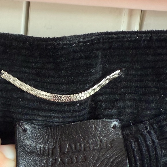 YSL Black Corduroy Straight Skinny Pants - Picture 3 of 7
